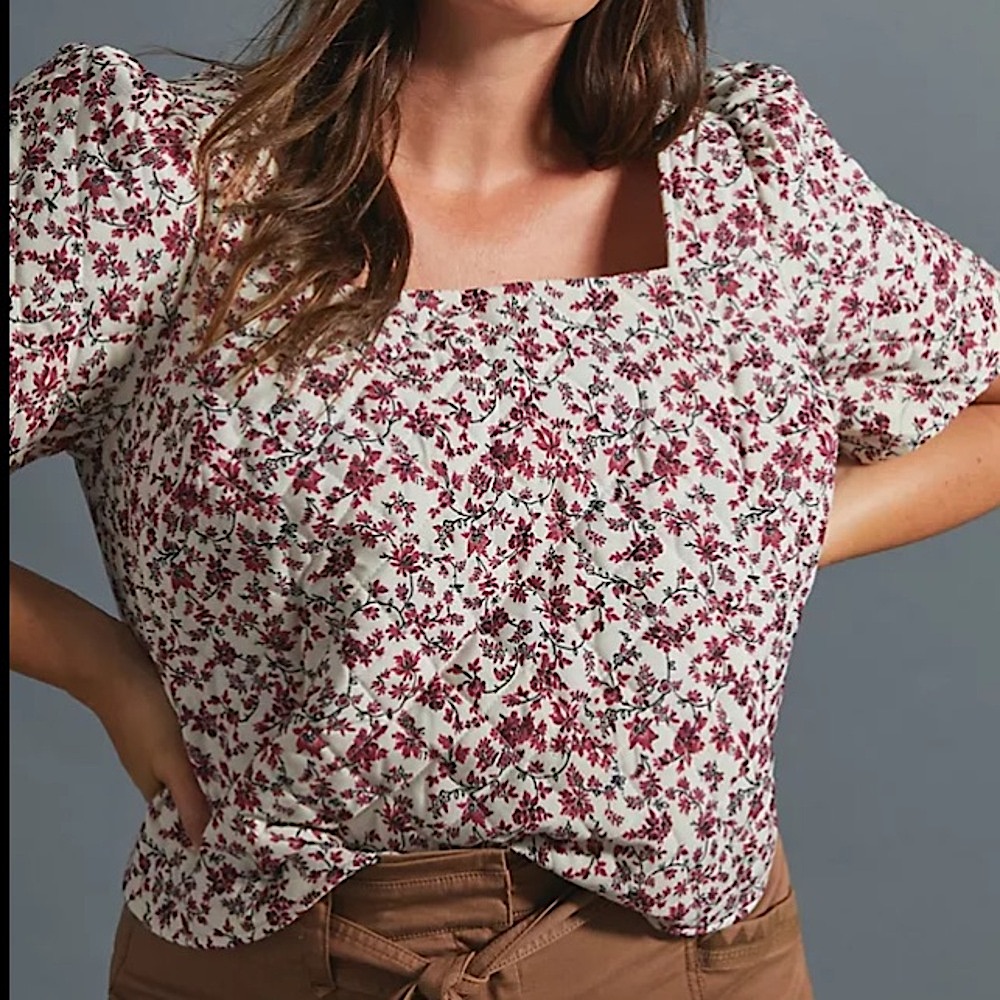 Anthropologie Let Me Be Emma Quilted Prairie Boxy Blouse